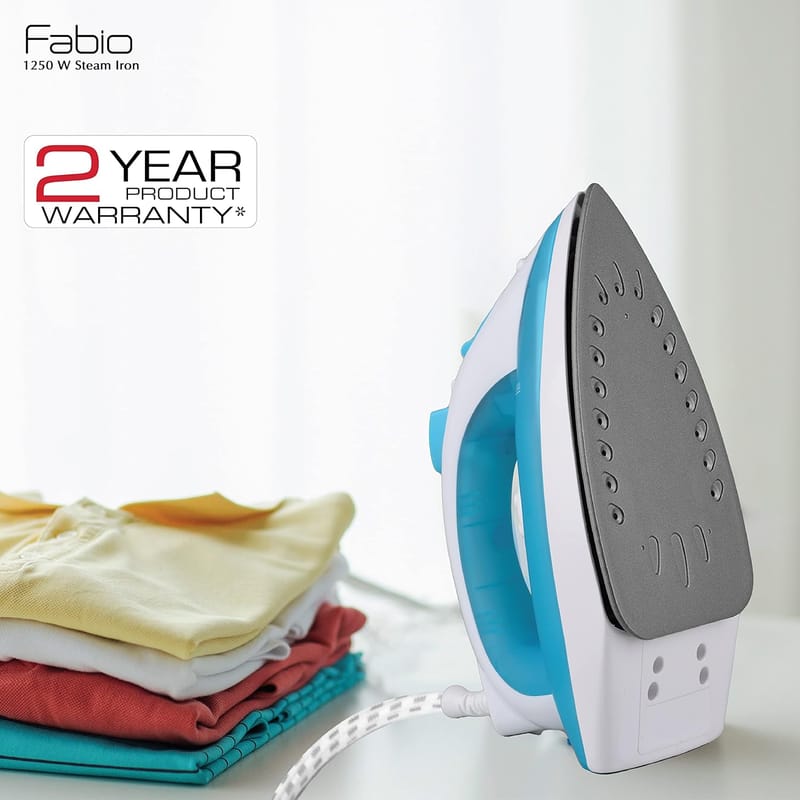 HAVELLS Fabio 1250 W Steam Iron with Teflon Coated Sole Plate, Vertical & Horizontal Ironing & 2 Years Warranty. (Blue)