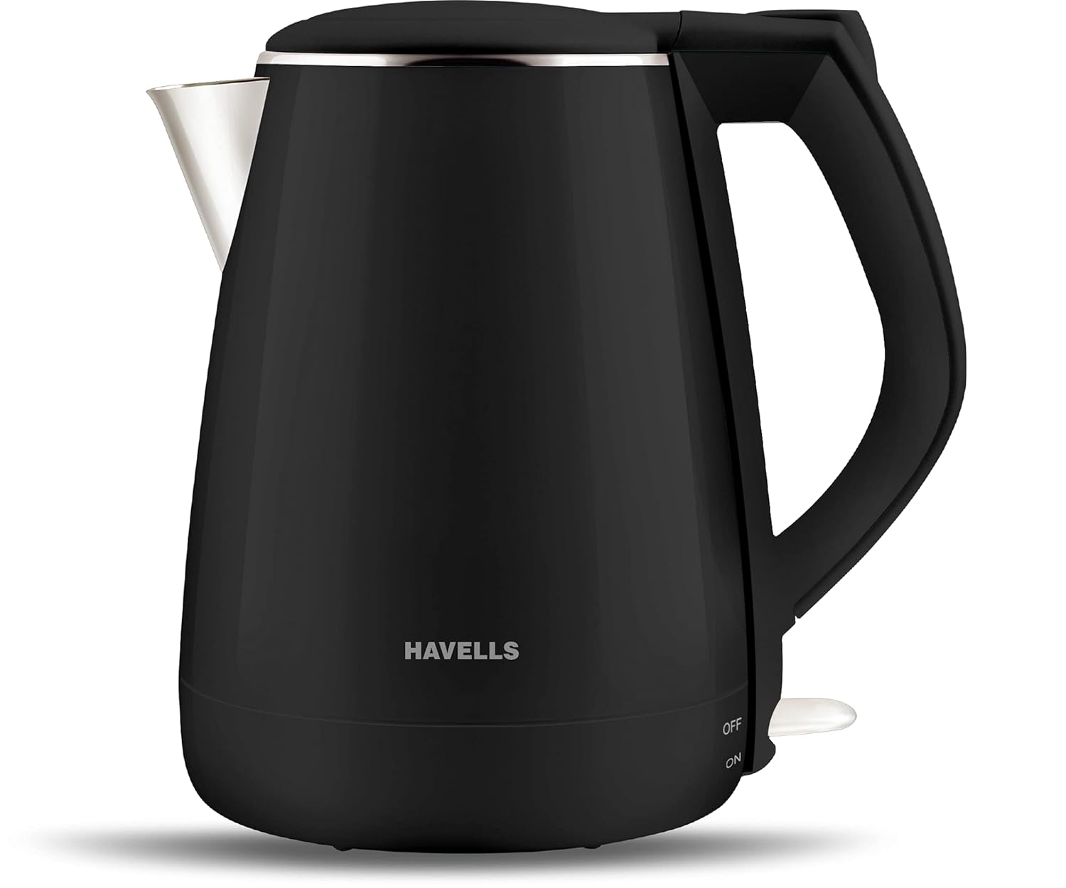 Havells AQUA PLUS 1500W 1.2L Electric Kettle, Double Layered Cool Touch Outer Body | 304 Rust Resistant SS Inner Body with Auto Shut Off | Wider Mouth | 2 Year Warranty (Black)