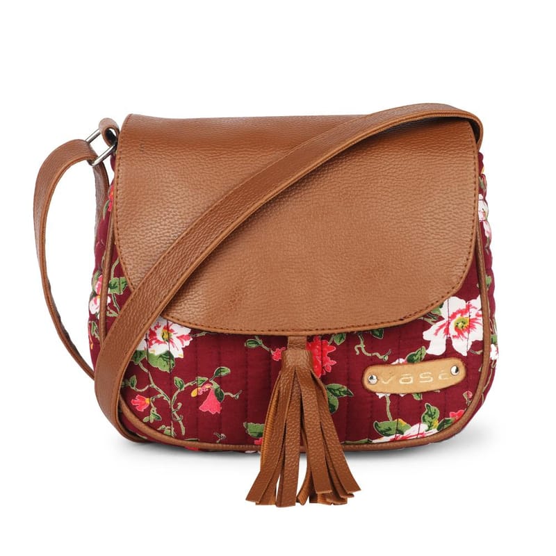 VASA Floral Printed Quilted Sling Bag