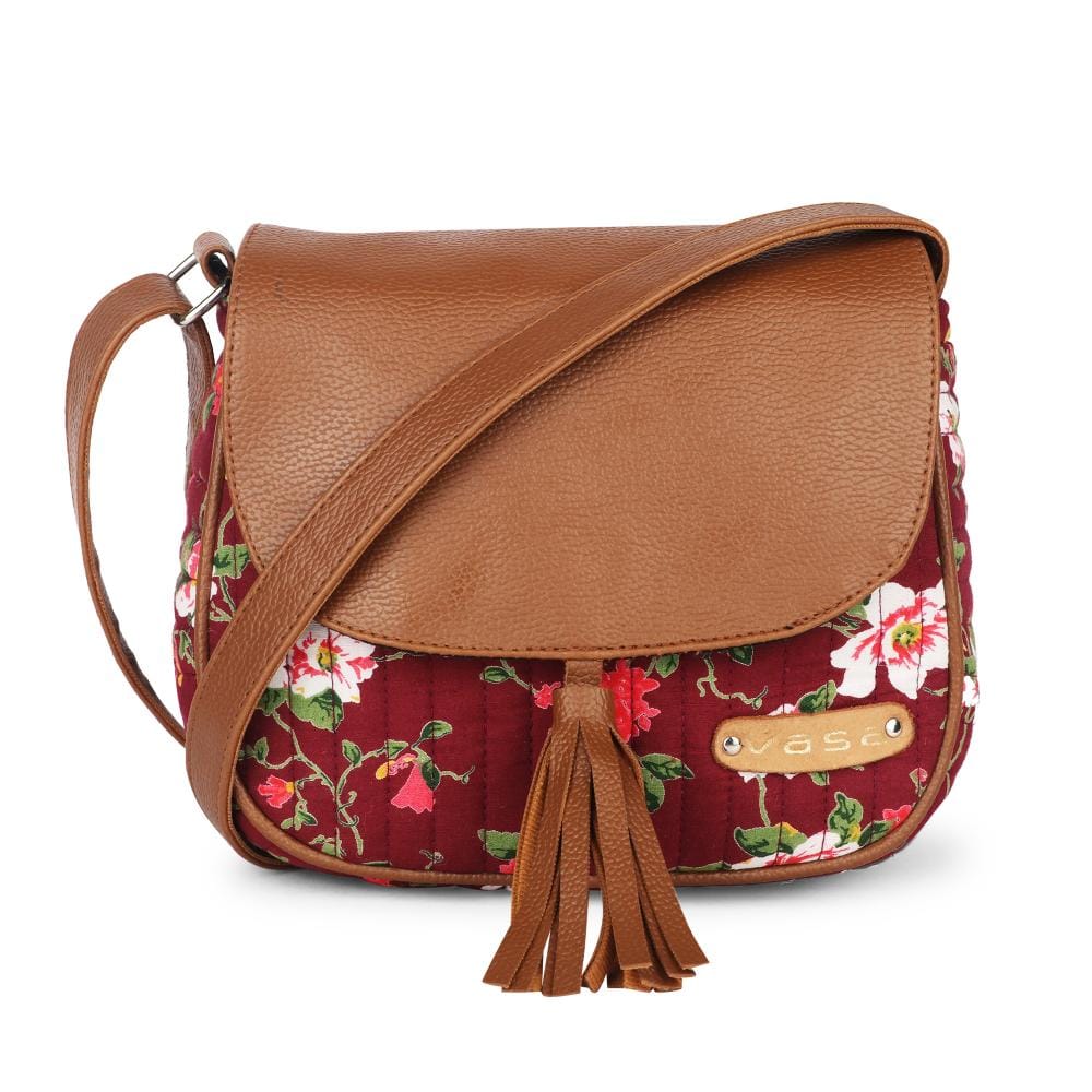 VASA Floral Printed Quilted Sling Bag