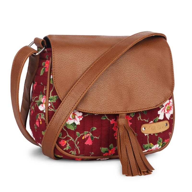 VASA Floral Printed Quilted Sling Bag