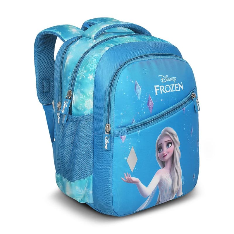 Priority Disney Frozen Printed Turquoise Blue Polyester School Backpack For Kids Specially School Bag For Girls