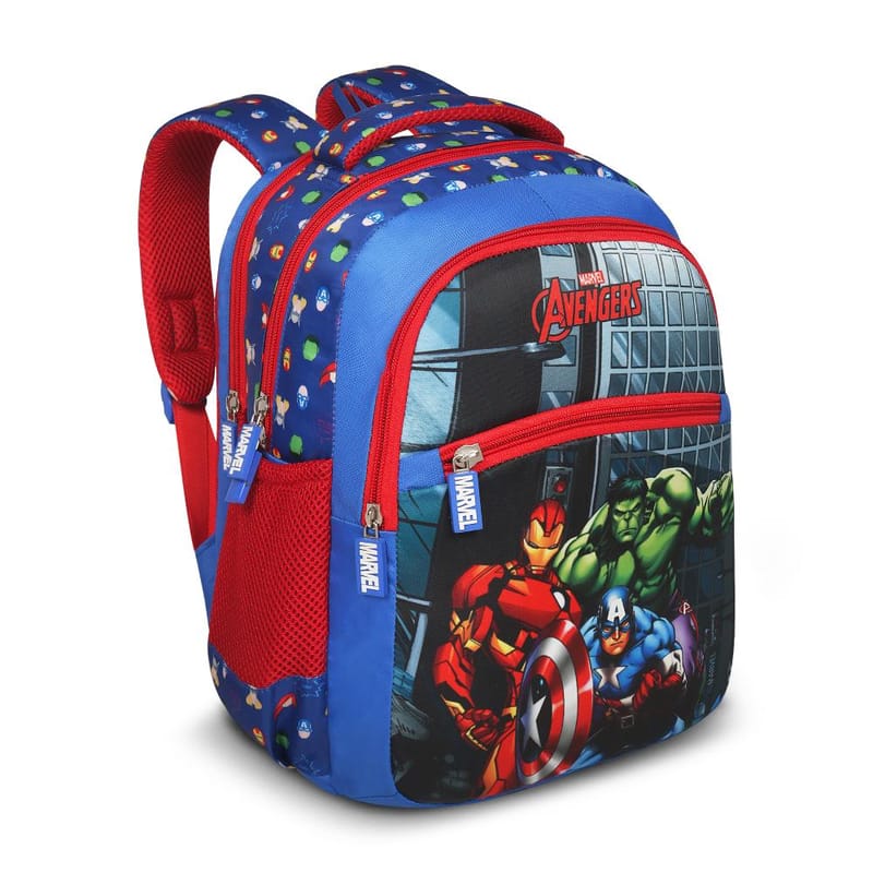 Priority Marvel Avengers Printed Royal Blue Polyester School Backpack For Kids | Specially School Bag For Boys