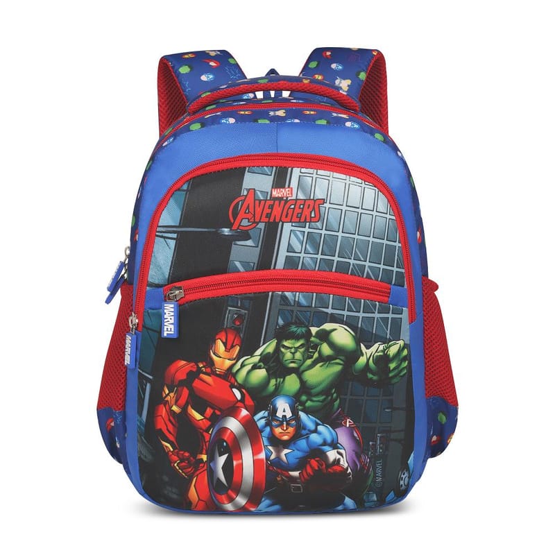 Priority Marvel Avengers Printed Royal Blue Polyester School Backpack For Kids | Specially School Bag For Boys