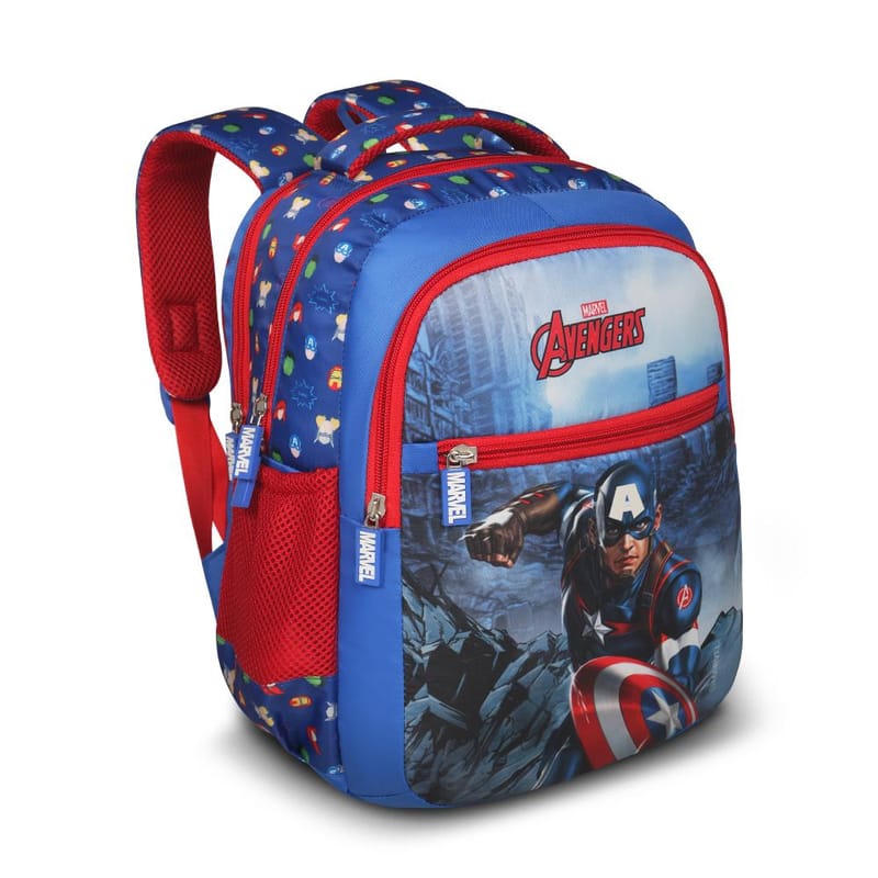 Priority Marvel Avengers Printed Royal Blue Polyester School Backpack For Kids | Specially School Bag For Boys