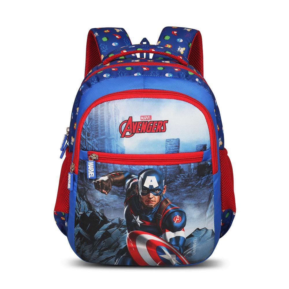 Priority Marvel Avengers Printed Royal Blue Polyester School Backpack For Kids | Specially School Bag For Boys