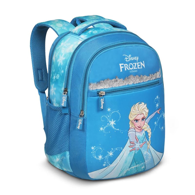 Priority Disney Frozen Printed Turquoise Blue Polyester School Backpack For Kids | Specially School Bag For Girls