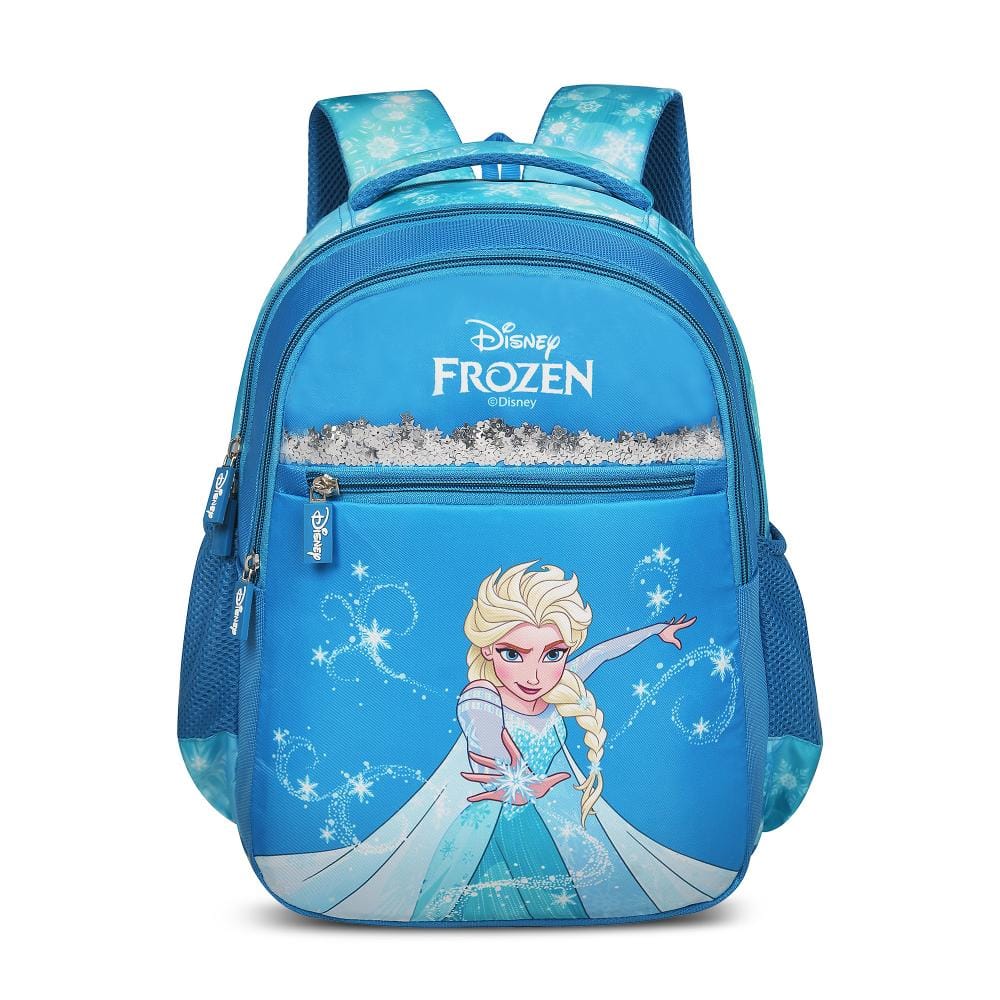 Priority Disney Frozen Printed Turquoise Blue Polyester School Backpack For Kids | Specially School Bag For Girls