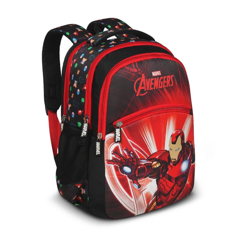 Priority Marvel Ironman Printed Black Polyester School Backpack For Kids | Specially School Bag For Boys