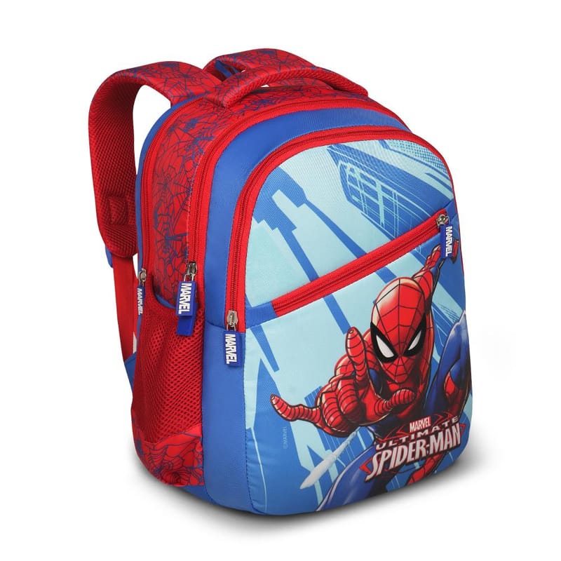 Priority Marvel Ultimate Spiderman Printed Royal Blue Polyester School Backpack For Kids | Specially School Bag For Boys