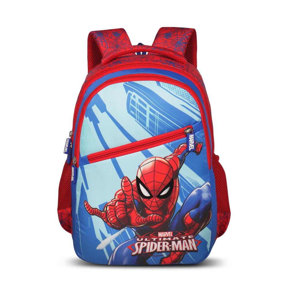 Priority Marvel Ultimate Spiderman Printed Royal Blue Polyester School Backpack For Kids | Specially School Bag For Boys