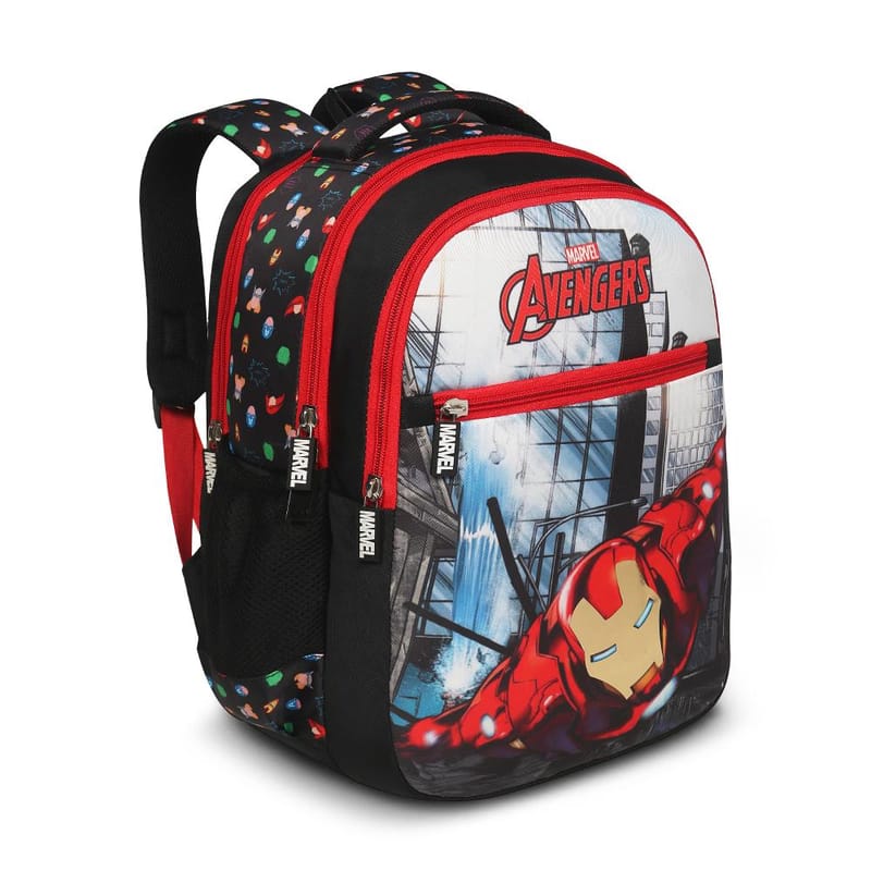 Priority Marvel Ironman Printed Black Polyester School Backpack For Kids | Specially School Bag For Boys