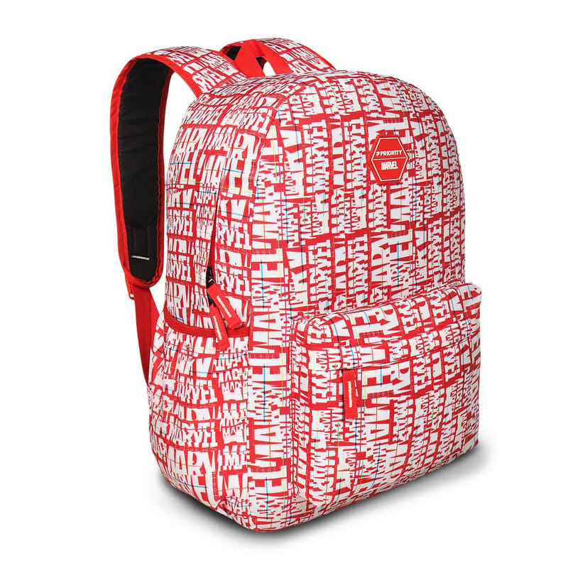 Priority Red Polyester Printed College Backpack For Unisex | Stylish Office Bag For Men & Women