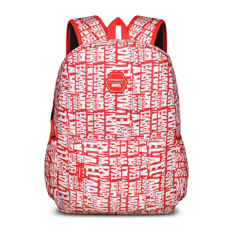 Priority Red Polyester Printed College Backpack For Unisex | Stylish Office Bag For Men & Women