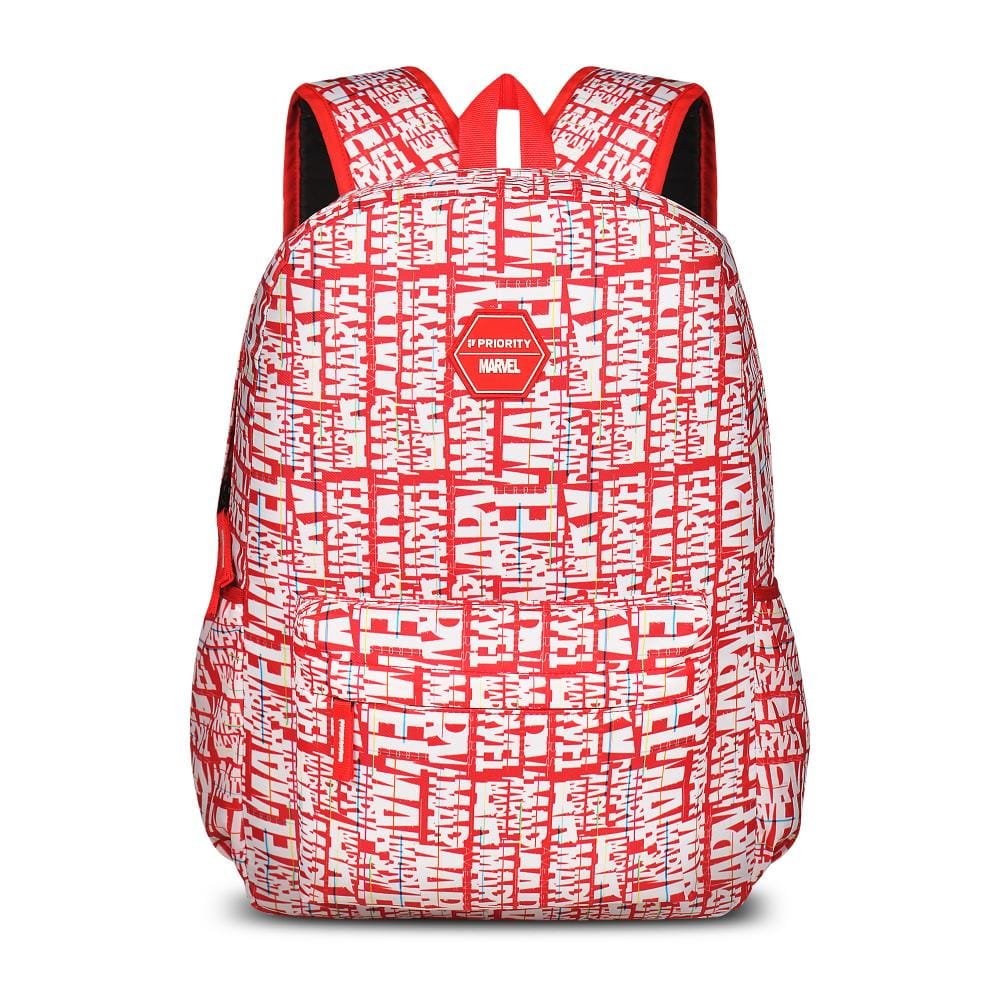 Priority Red Polyester Printed College Backpack For Unisex | Stylish Office Bag For Men & Women