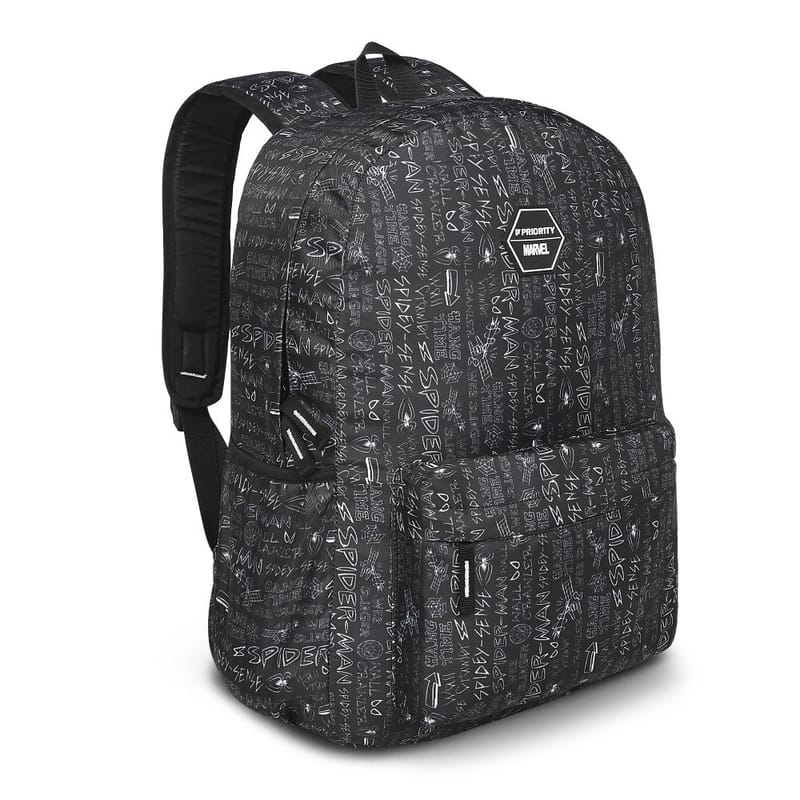 Priority Black Polyester Printed College Backpack For Unisex | Stylish Office Bag For Men & Women