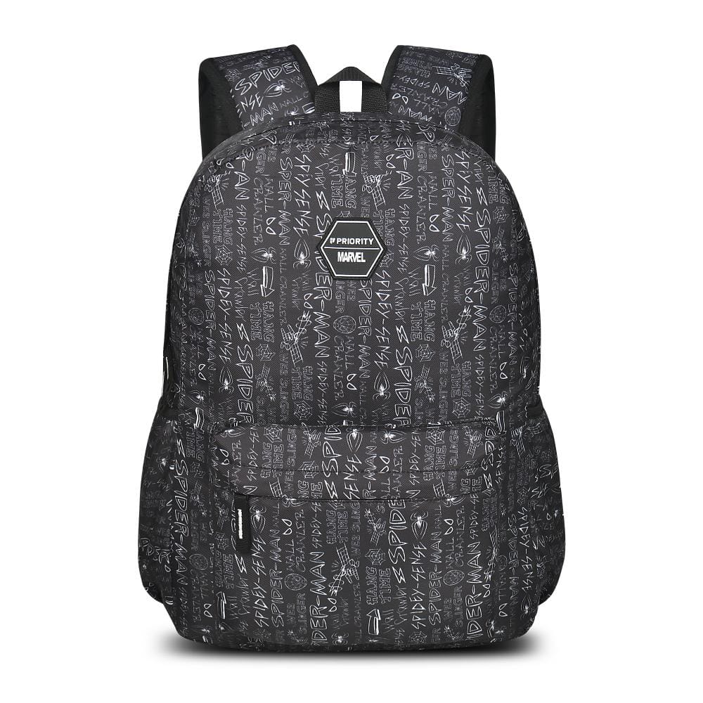 Priority Black Polyester Printed College Backpack For Unisex | Stylish Office Bag For Men & Women