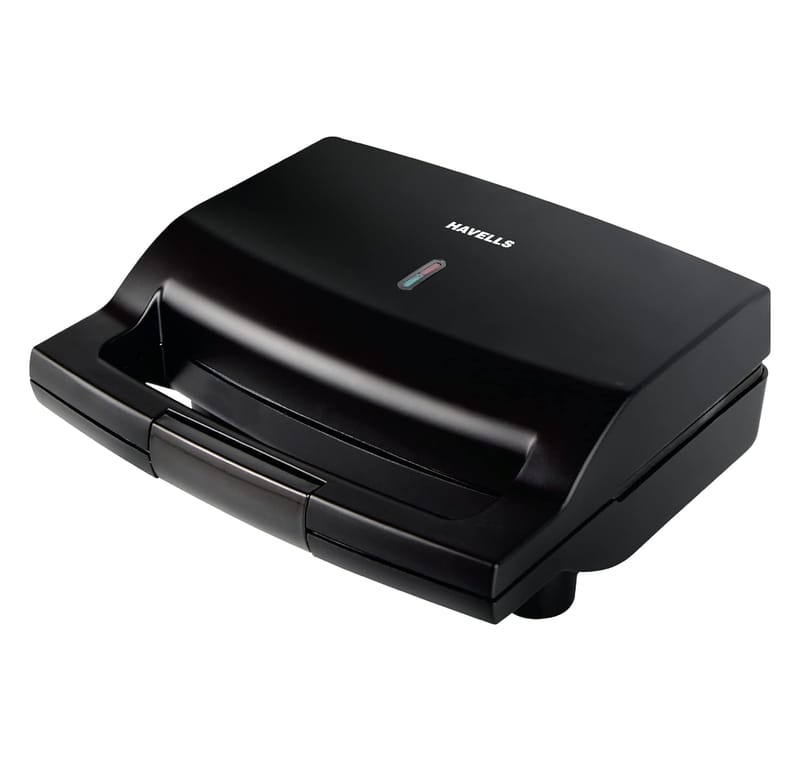 Havells Big Fill 2 Slice 750 watt Sandwich Maker with LED Indicator, Non Stick Coated Plate (Black)