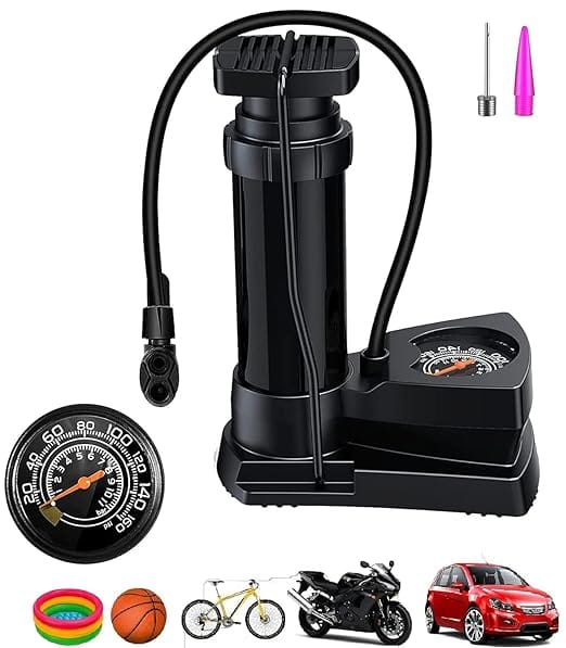 Portable Premium Mini Foot Pump Activated Floor Air Pump Bicycle, Car, Balloon, Motorcycle, Football Pump Pump (Black)