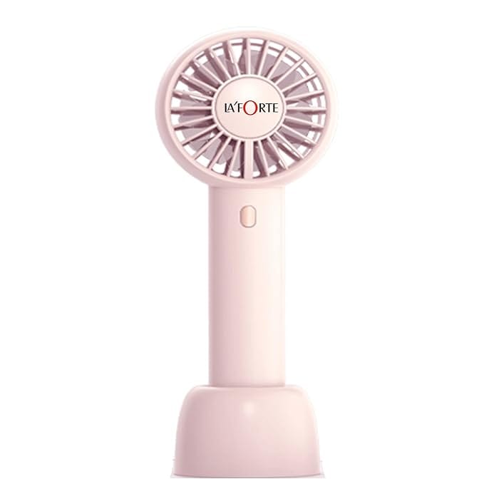 La Forte Portable USB/Battery Fan Stand and Handheld Fan (Pink)