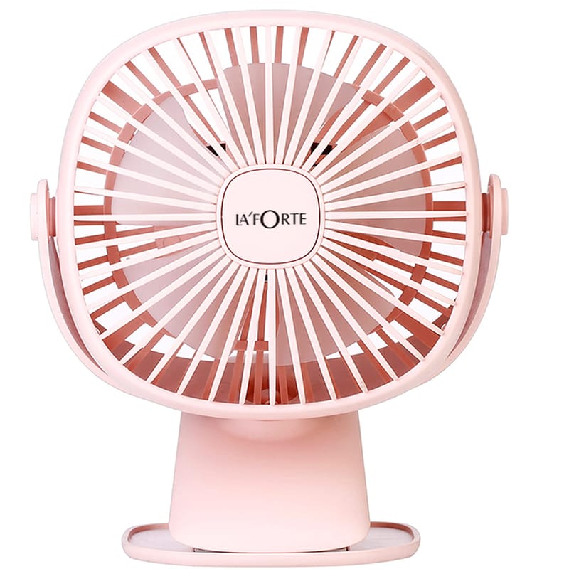 Rechargeable 2 Watts Portable USB/Battery Clip Fan Stand & Handheld Fan with LED Lights(Light Pink)