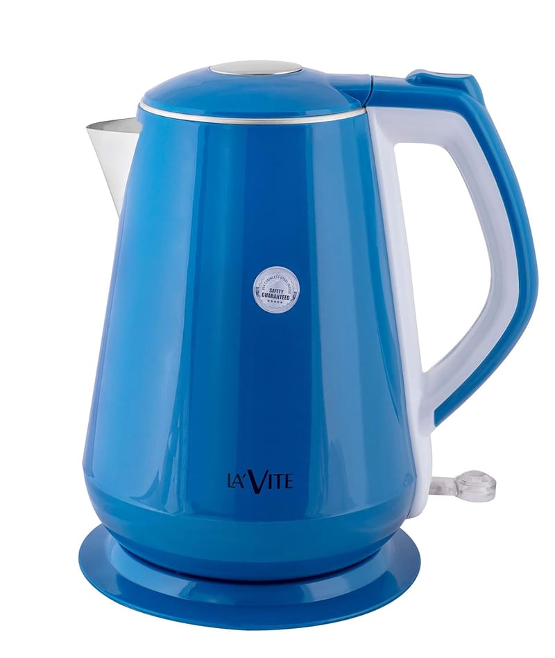 La'Vite Electric Kettle (EKLV002B) 1.5 LTR Double Wall 100% Food Grade 304 Stainless Steel Kettle (1.5 Ltr; Blue)"