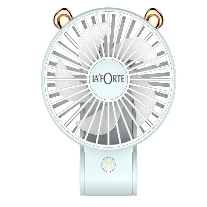 Portable Usb/Battery Fan Foldable - Desk, Hand and Neck Hanging Fan (1200 mAH) (Blue)