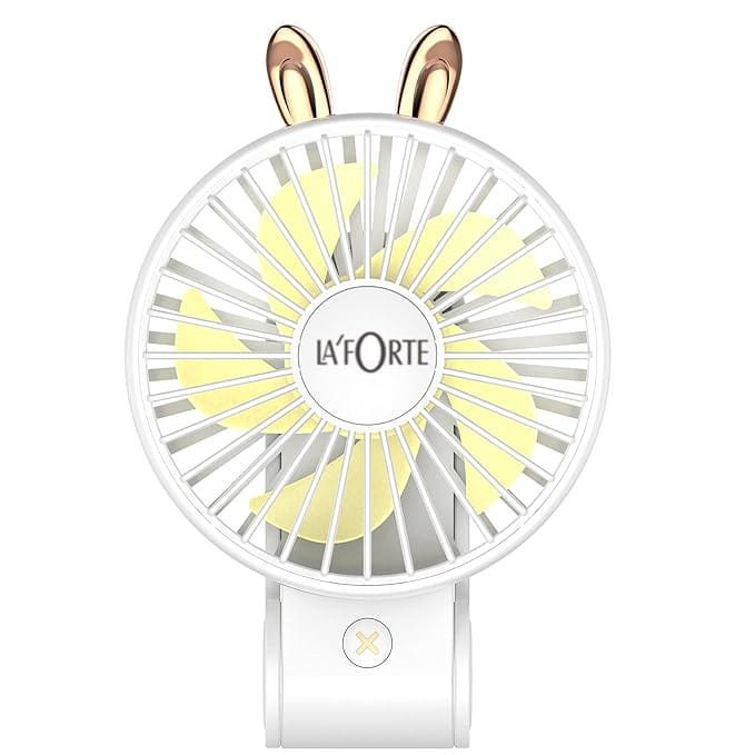 Portable Usb/Battery Fan Foldable - Desk, Hand and Neck Hanging Fan (1200 mAH) White