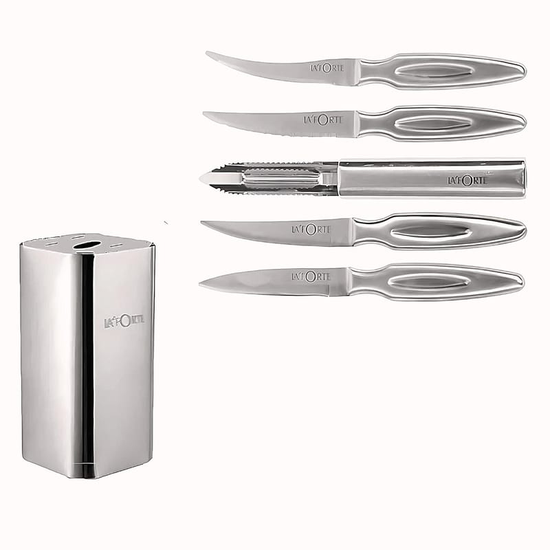 5-Piece Forged High-Carbon Stainless Steel Kitchen Knife with Wooden Block Set