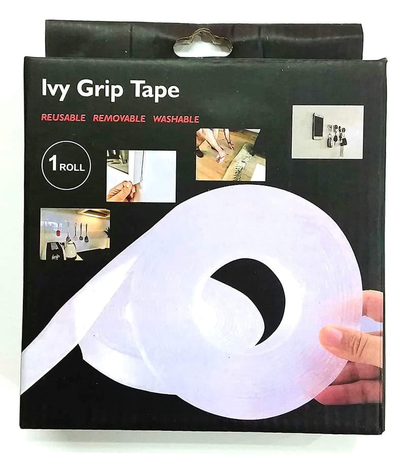 Double Sided Strong Adhesive Ivy Grip Tape, Transparent, Traceless, Removable, Washable Reusable Anti Slip (02 Pcs _ 3 Meter Each roll)