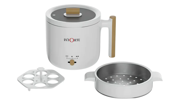 LA' FORTE Multi Cook kettle, Hot Pot with Steamer and Egg Boiling Tray with Food Grade 304 SS Interior