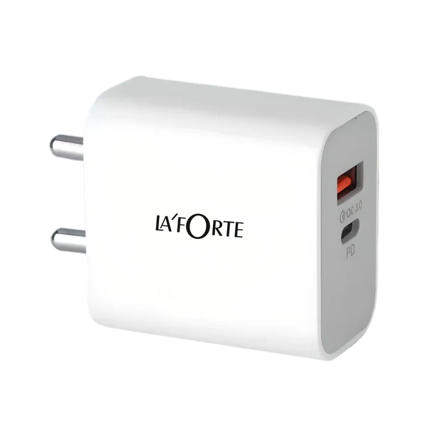 LA'FORTE 30W QCPD 3.0 Dual Port Wall Charger for Ultra Fast Charging