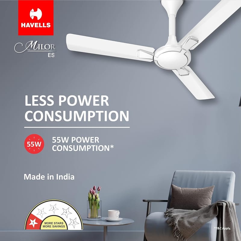 HAVELLS MILOR ES 1200MM PEARL WHITE CEILING FAN