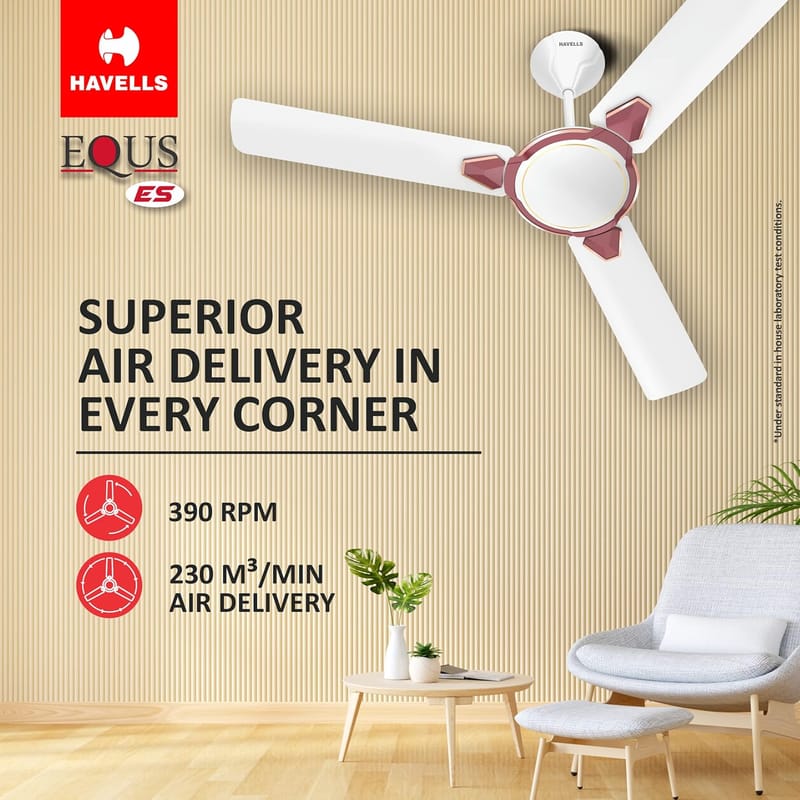 HAVELLS EQUS ES 1200MM WHITE MAROON CEILING FAN