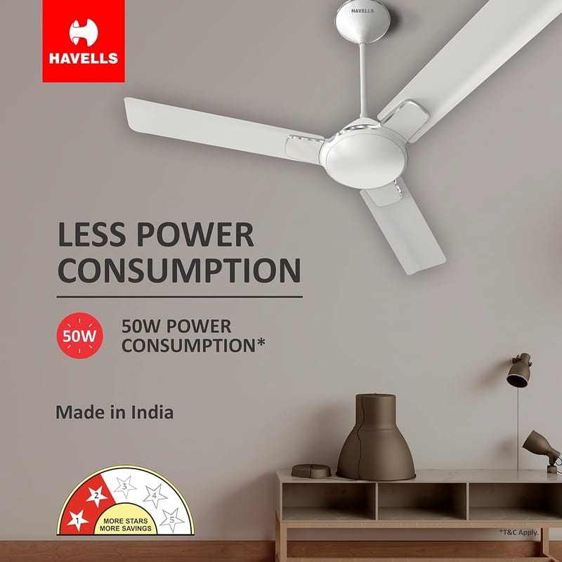 HAVELLS ENTICER ES 1200MM PEARL WHITE CHROME CEILING FAN