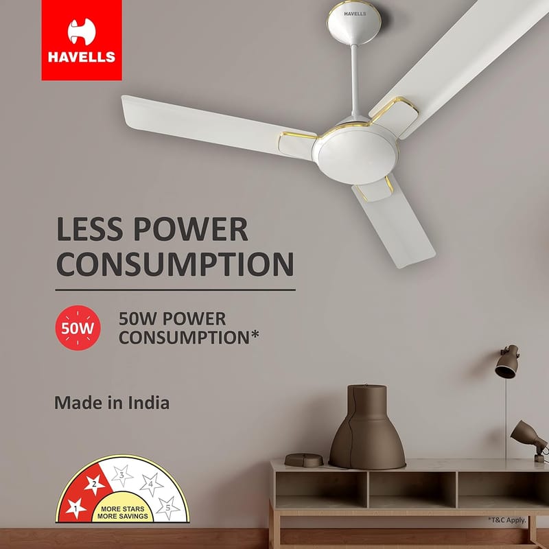 HAVELLS ENTICER ES 1200MM PEARL WHITE GOLD CEILING FAN