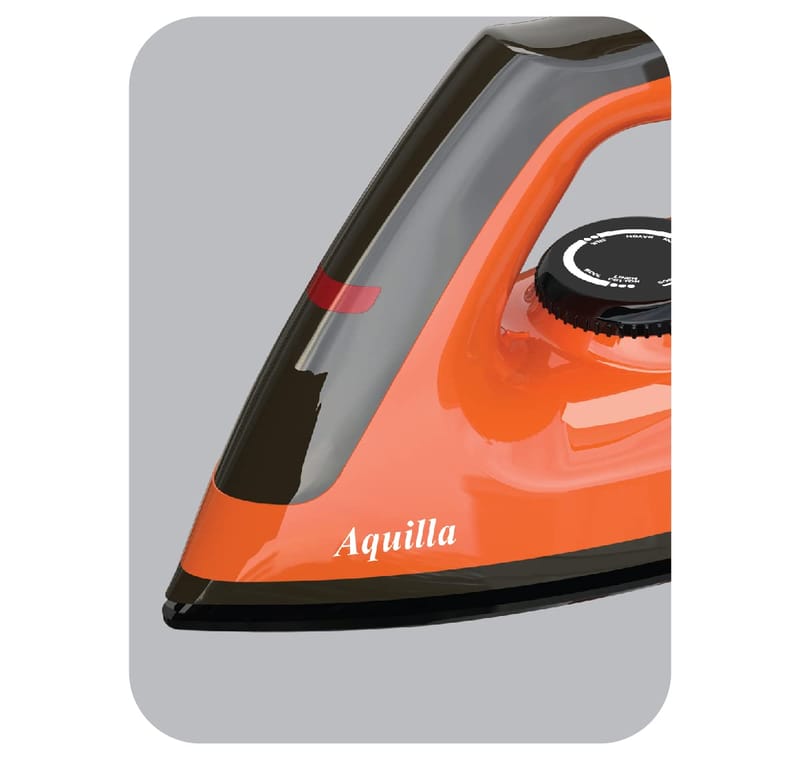 Havells Aquilla 1000 watt Dry Iron With American Heritage Non Stick Sole Plate, Aerodynamic Design, Easy Grip Temperature Knob (Amber)