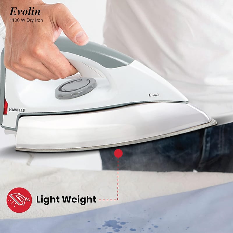 Havells Dry Iron Evolin 1100W Grey and White