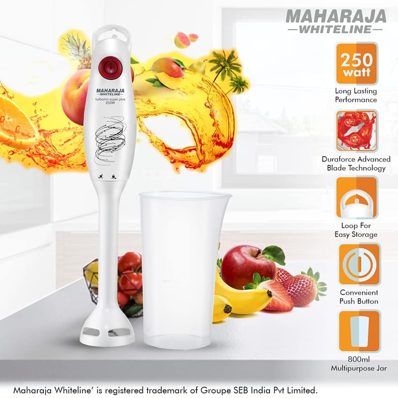 Maharaja Whiteline Turbomix Super Plus HB-131 250 Watt White Hand Blender