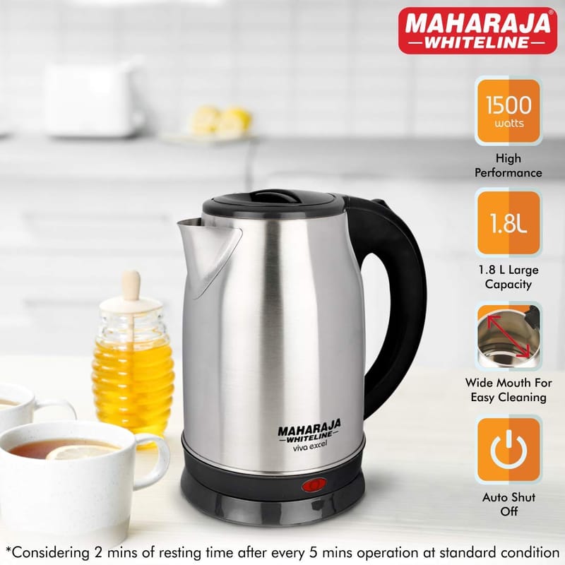 Maharaja Whiteline Viva Excel EK-209 1500 Watt 1.8 Litre Electric Kettle With Bis Plug