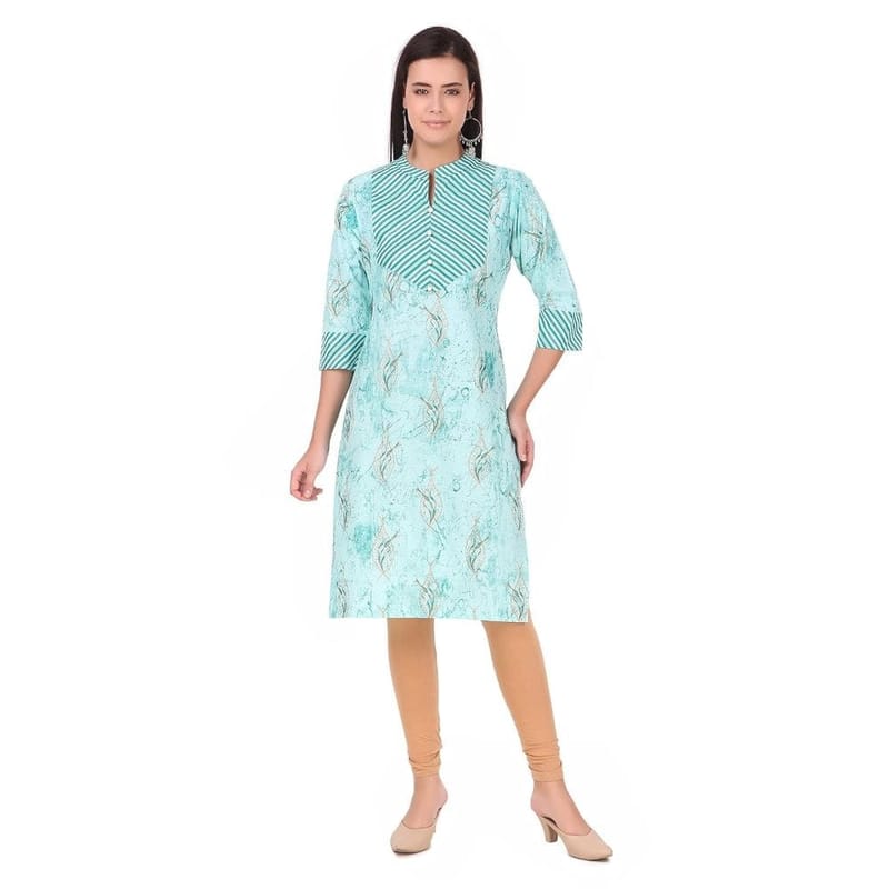 Soulful Threads Women Light Green Printed Cotton Kurta- St152965-2Xl