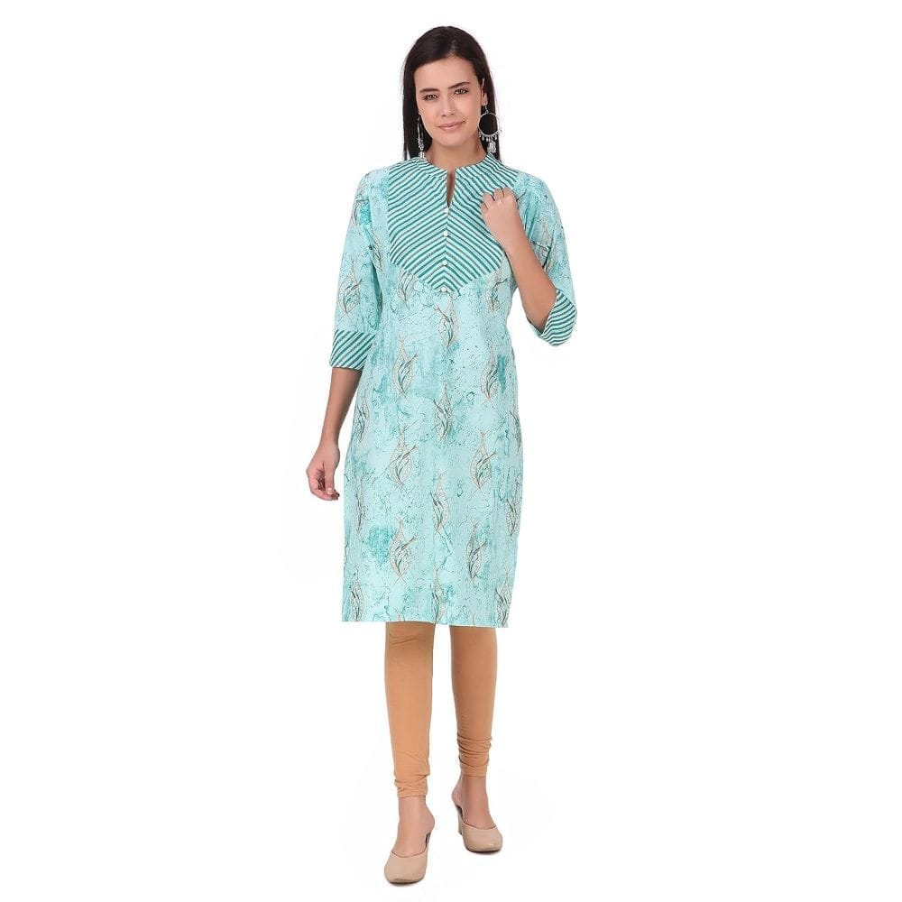 Soulful Threads Women Light Green Printed Cotton Kurta- St152965-2Xl