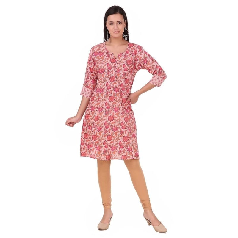 Soulful Threads Women Pink Floral Printed Cotton Kurta- St152964-2Xl