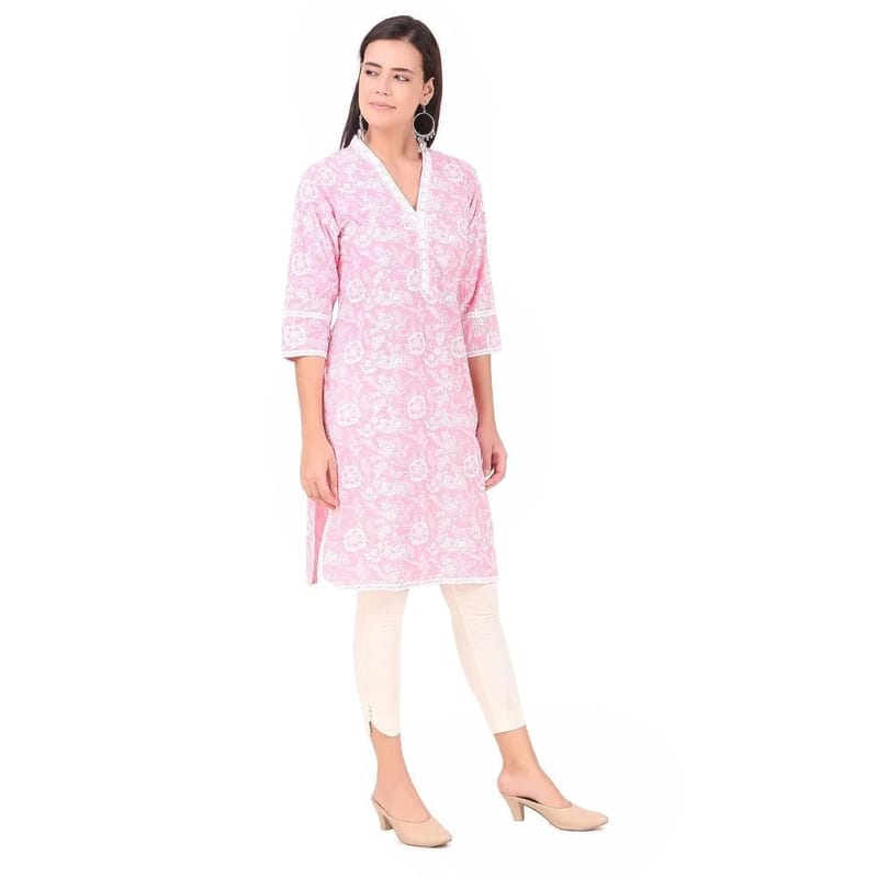 Soulful Threads Women Pink Jall Printed Cotton Kurta- St152963-2Xl