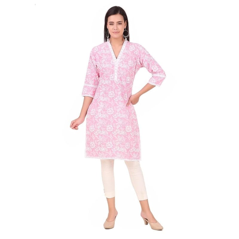 Soulful Threads Women Pink Jall Printed Cotton Kurta- St152963-2Xl