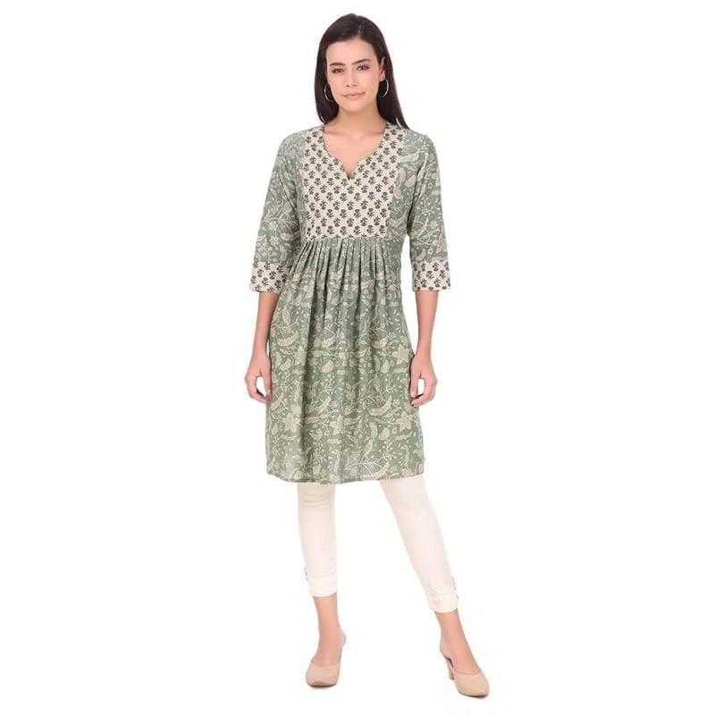 Soulful Threads Women Green Printed A-Line Cotton Kurta- St152949-2Xl