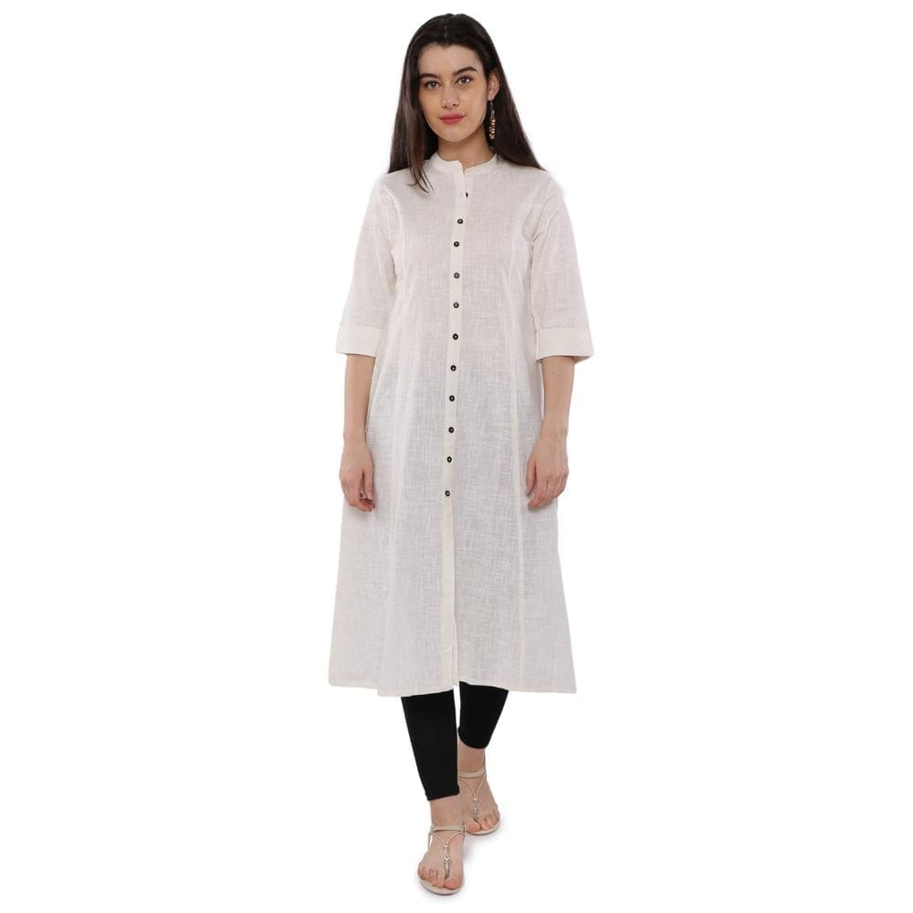 Soulful Threads Women White Cotton Straight Kurta-St-S28-Pck-White-L