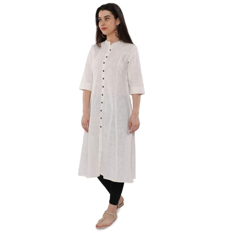 Soulful Threads Women White Cotton Straight Kurta-St-S28-Pck-White-L