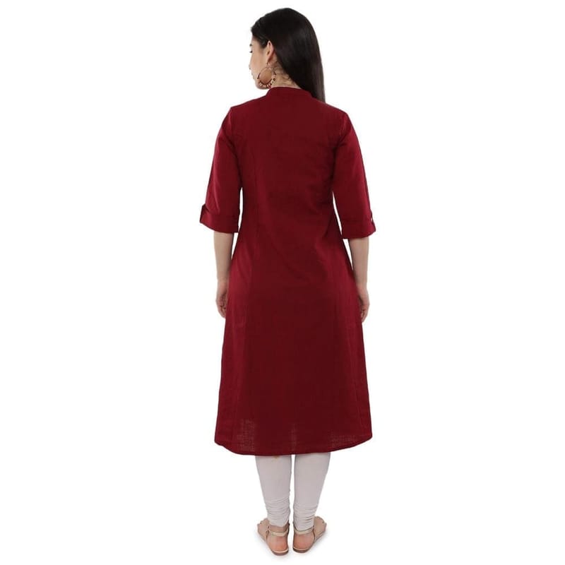 Soulful Threads Women Maroon Cotton Straight Kurta-St-S28-Pck-Maroon-L