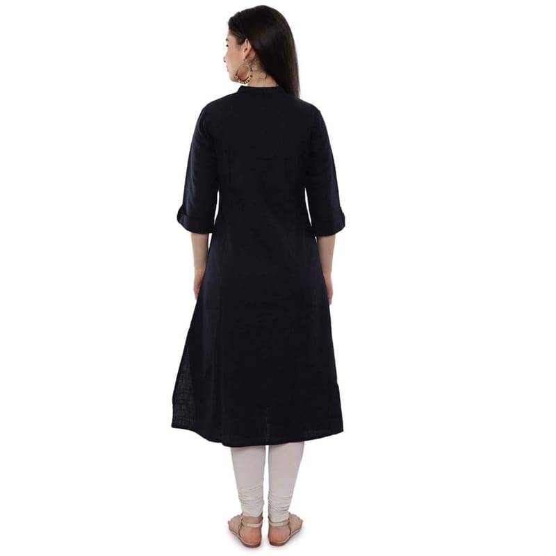 Soulful Threads Women Blue Cotton Straight Kurta-St-S28-Pck-Blue-L